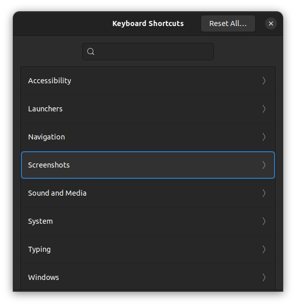 Ventana Keyboard Shortcuts - Screenshots