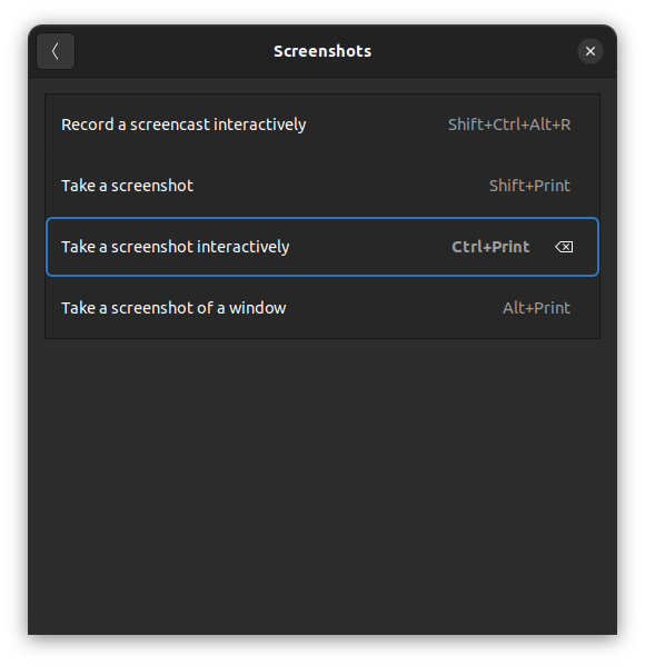 Screenshots - Take a screenshot interactively