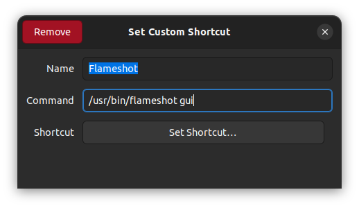 Set Custom Shorcut