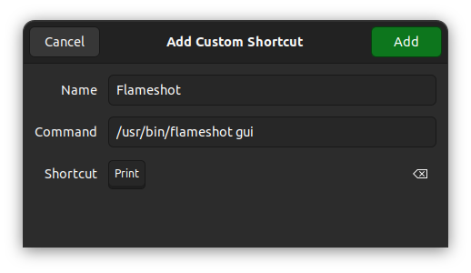 Add Custom Shorcut