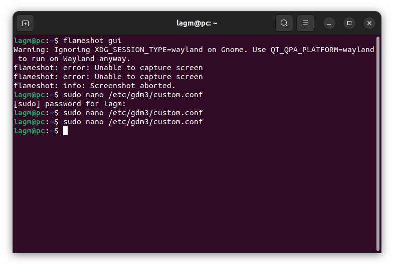 terminal configurar custom.conf