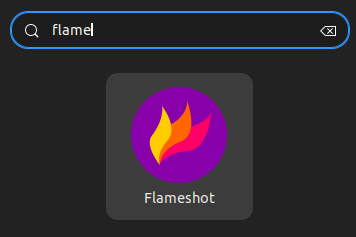 Flameshot en el dash de Ubuntu